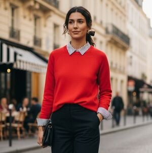 French Connection Vibrant Red Raglan Sweater - Size 1X(Fits L/XL)